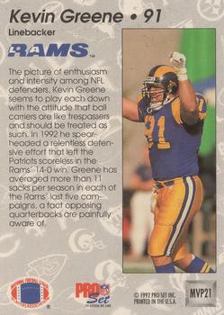 1992 Pro Set - Gold MVPs #MVP21 Kevin Greene Back