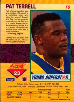 1992 Score - Young Superstars #23 Pat Terrell Back