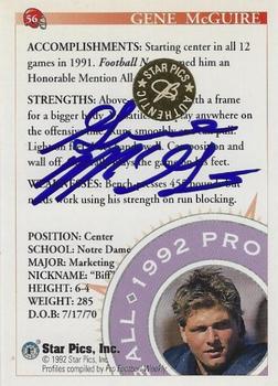 1992 Star Pics - Autographs #56 Gene McGuire Back