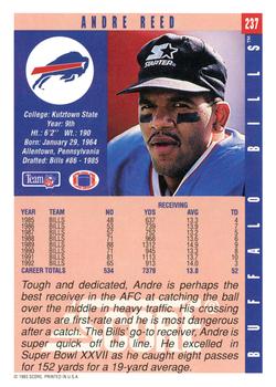 1993 Score #237 Andre Reed Back