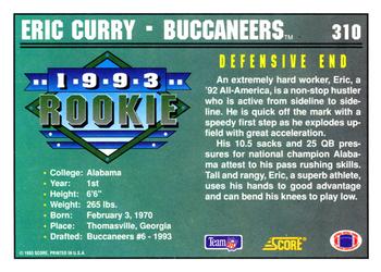 1993 Score #310 Eric Curry Back