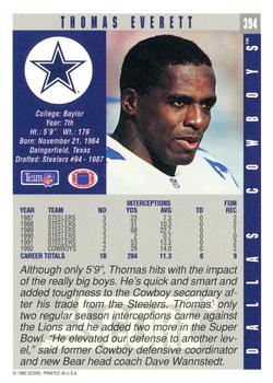 1993 Score #394 Thomas Everett Back