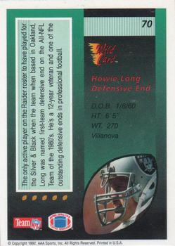 1992 Wild Card - 10 Stripe #70 Howie Long Back
