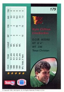 1992 Wild Card - 10 Stripe #179 Kyle Clifton Back