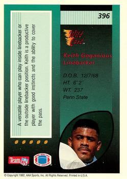 1992 Wild Card - 10 Stripe #396 Keith Goganious Back