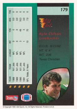 1992 Wild Card - 100 Stripe #179 Kyle Clifton Back