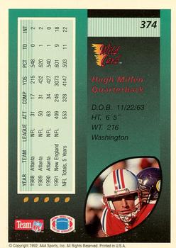 1992 Wild Card - 100 Stripe #374 Hugh Millen Back