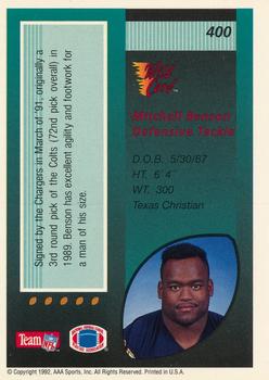 1992 Wild Card - 1000 Stripe #400 Mitchell Benson Back
