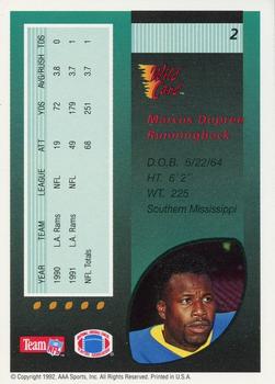 1992 Wild Card - 20 Stripe #2 Marcus Dupree Back