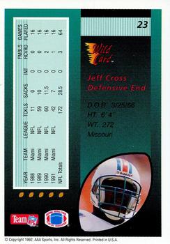 1992 Wild Card - 20 Stripe #23 Jeff Cross Back