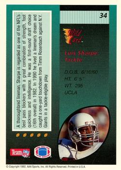 1992 Wild Card - 20 Stripe #34 Luis Sharpe Back