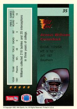 1992 Wild Card - 20 Stripe #35 Aeneas Williams Back