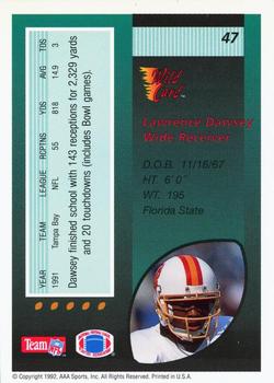1992 Wild Card - 20 Stripe #47 Lawrence Dawsey Back