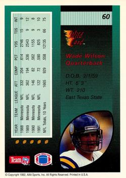 1992 Wild Card - 20 Stripe #60 Wade Wilson Back