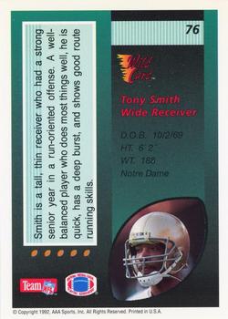 1992 Wild Card - 20 Stripe #76 Tony Smith Back
