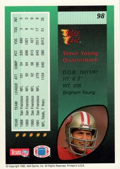 1992 Wild Card - 20 Stripe #98 Steve Young Back