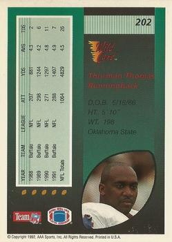 1992 Wild Card - 20 Stripe #202 Thurman Thomas Back