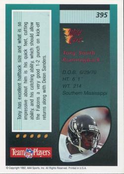 1992 Wild Card - 5 Stripe #395 Tony Smith Back