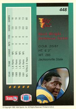 1992 Wild Card - 5 Stripe #448 Alvin Wright Back