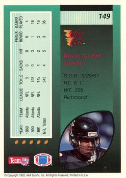 1992 Wild Card - 50 Stripe #149 Brian Jordan Back