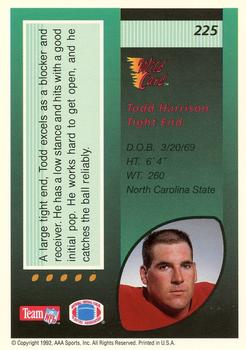 1992 Wild Card - 50 Stripe #225 Todd Harrison Back