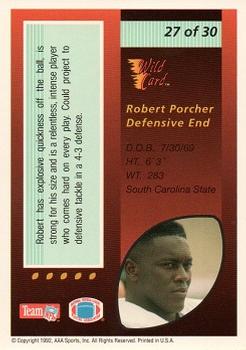 1992 Wild Card - Red Hot Rookies #27 Robert Porcher Back