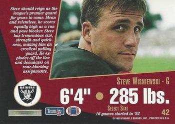 1993 Select #42 Steve Wisniewski Back