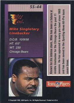 1992 Wild Card - Stat Smashers #SS-44 Mike Singletary Back