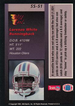 1992 Wild Card - Stat Smashers #SS-51 Lorenzo White Back