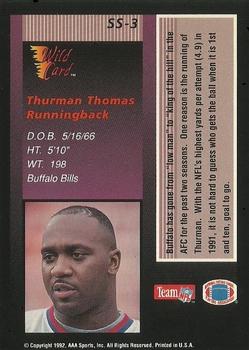 1992 Wild Card - Stat Smashers 10 Stripe #SS-3 Thurman Thomas Back