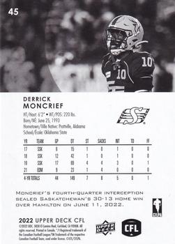 2022 Upper Deck CFL #45 Derrick Moncrief Back