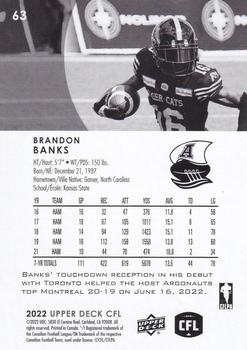 2022 Upper Deck CFL #63 Brandon Banks Back