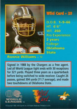 1992 Wild Card WLAF #29 Ronnie Williams Back