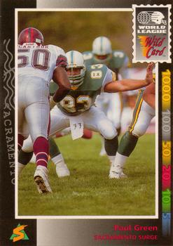 1992 Wild Card WLAF #53 Paul Green Front