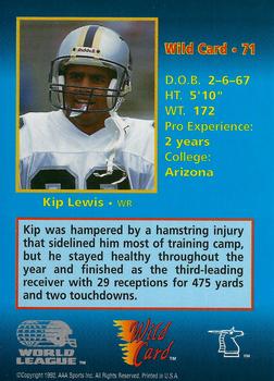 1992 Wild Card WLAF #71 Kip Lewis Back