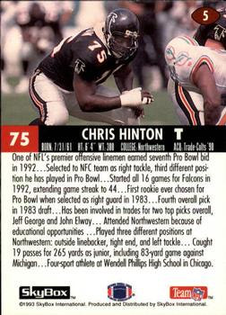 1993 SkyBox Impact #5 Chris Hinton Back