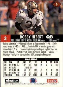 1993 SkyBox Impact #6 Bobby Hebert Back