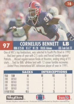 1993 SkyBox Impact #16 Cornelius Bennett Back