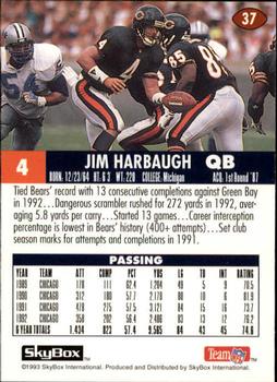 1993 SkyBox Impact #37 Jim Harbaugh Back