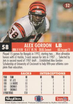 1993 SkyBox Impact #52 Alex Gordon Back