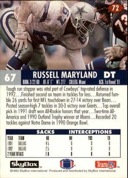 1993 SkyBox Impact #72 Russell Maryland Back
