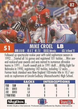 1993 SkyBox Impact #82 Mike Croel Back