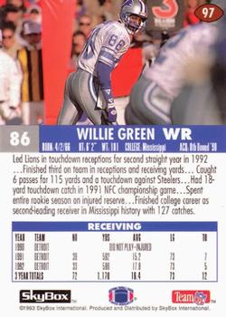 1993 SkyBox Impact #97 Willie Green Back