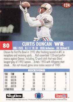 1993 SkyBox Impact #124 Curtis Duncan Back