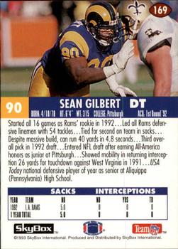 1993 SkyBox Impact #169 Sean Gilbert Back