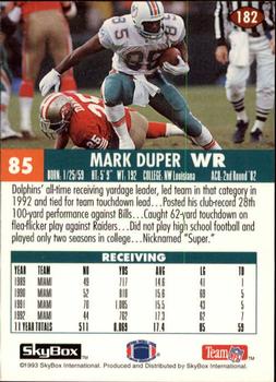 1993 SkyBox Impact #182 Mark Duper Back