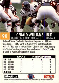 1993 SkyBox Impact #270 Gerald Williams Back