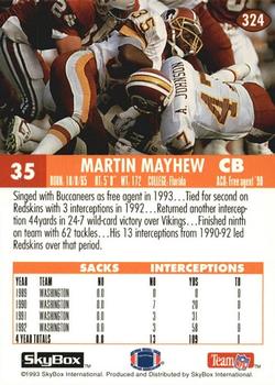 1993 SkyBox Impact #324 Martin Mayhew Back