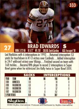 1993 SkyBox Impact #333 Brad Edwards Back