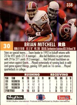 1993 SkyBox Impact #338 Brian Mitchell Back